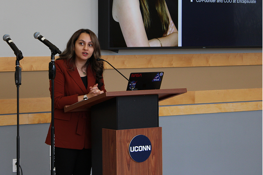 leila daneshmandi at podium
